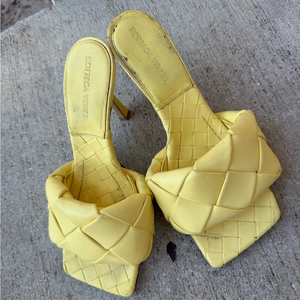 Bottega Veneta Yellow Quilted Mules